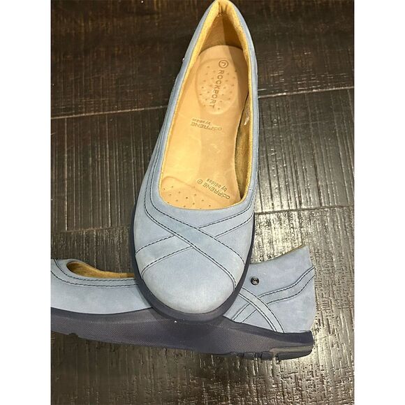Rockport Women's Blue Leather Loafers Size 8.0  Slip On Round Toe - Picture 3 of 7